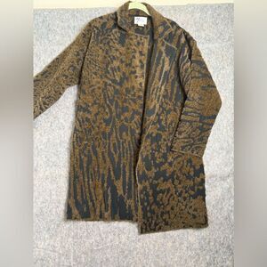 Andrea Jovine Open Front Cardigan Sweater Women's Small‎ Animal Print